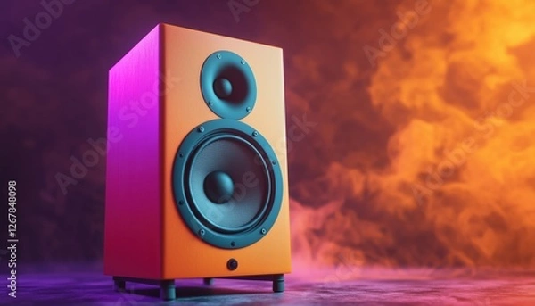 Fototapeta Portable Entertainment Device: Enhance Your Music Experience With Pastel Loudspeakers, Subwoofer, And Other Sound Elements At Concerts And Events.