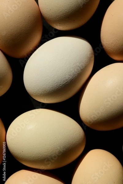 Fototapeta Colorful farm eggs. Abstract-art composition of eggs.