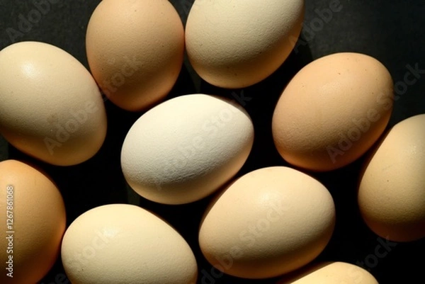 Fototapeta Colorful farm eggs. Abstract-art composition of eggs.