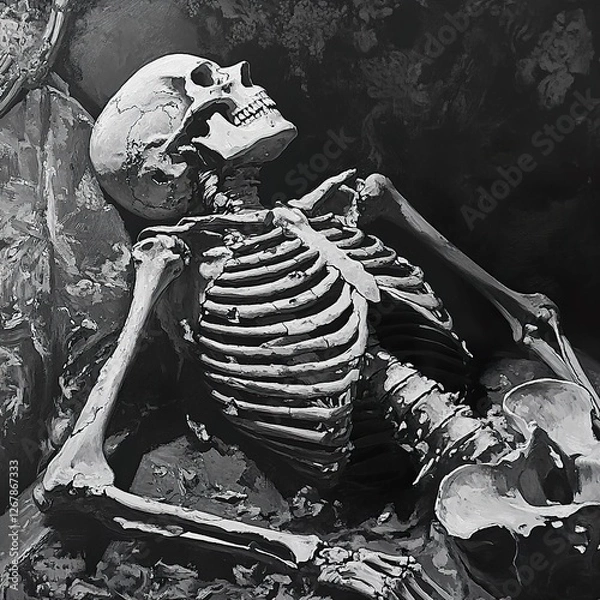 Obraz Memento Mori: A Contemplative Skeleton