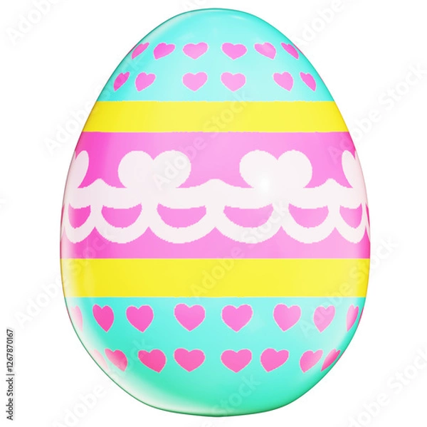 Fototapeta Easter Theme Cute Easter Egg Deco on transparent background , 3D Rendering