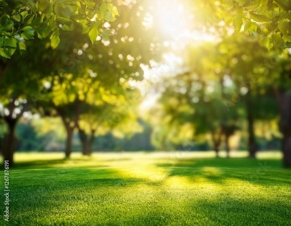 Obraz defocused blur background of garden trees in sunlight