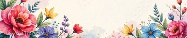 Fototapeta Watercolor background with colorful floral patterns, patterns, flowers, colorful backgrounds