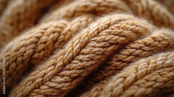 Fototapeta Close-up of woven tan rope highlighting texture and detail in natural fibers