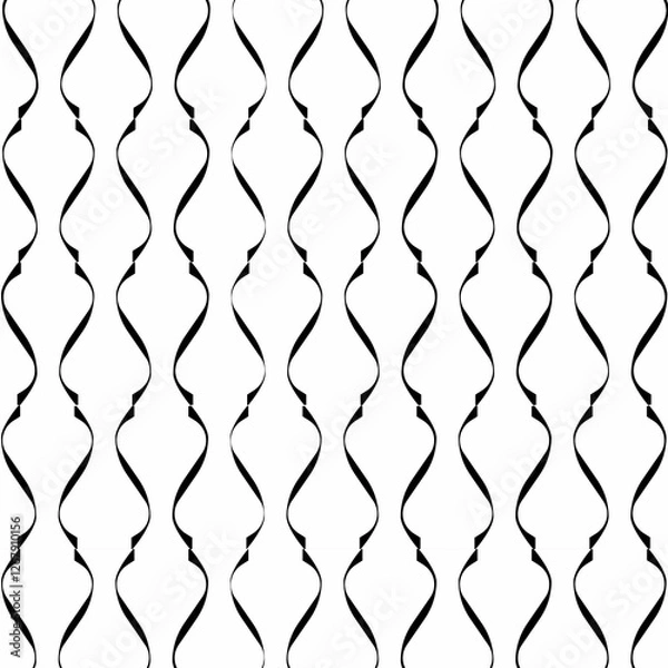 Obraz seamless pattern with black and white vases, set of black and white lingerie, bikini, Graceful Blooms in Glass Vase, flower vase, black and white silhouette illustration,Flower vase, vector.