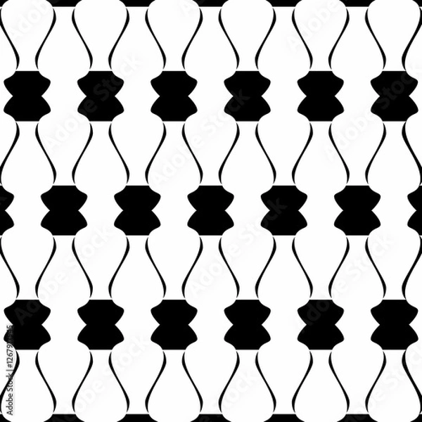 Obraz seamless pattern with black and white vases, set of black and white lingerie, bikini, Graceful Blooms in Glass Vase, flower vase, black and white silhouette illustration,Flower vase, vector.