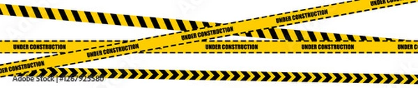 Fototapeta Warning caution sign with black and yellow stripes in a seamless pattern. Ideal for hazard markings, construction zones, and safety barriers. Includes vector brushes for customization.