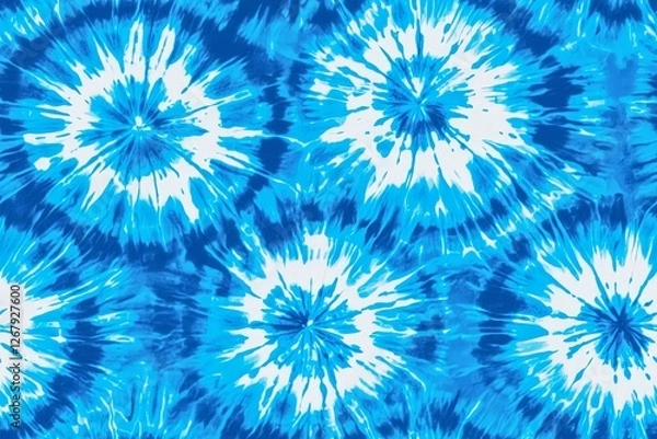 Obraz Blue and white color fabric tie dye pattern ink , colorful tie dye pattern abstract background.