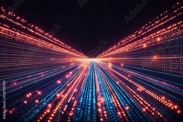 Obraz Abstract Digital Data Stream: Glowing Particle Pathway