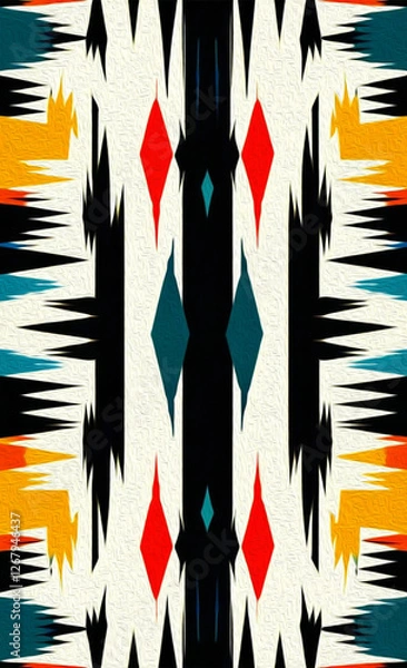 Fototapeta Abstract background in Ikat technique . Printable pattern for wall decorations.