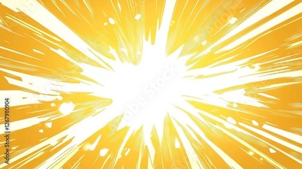 Obraz Blank Yellow Comic-Style Background with Thunder Lightning Bolts for Dramatic Dialog or Caption