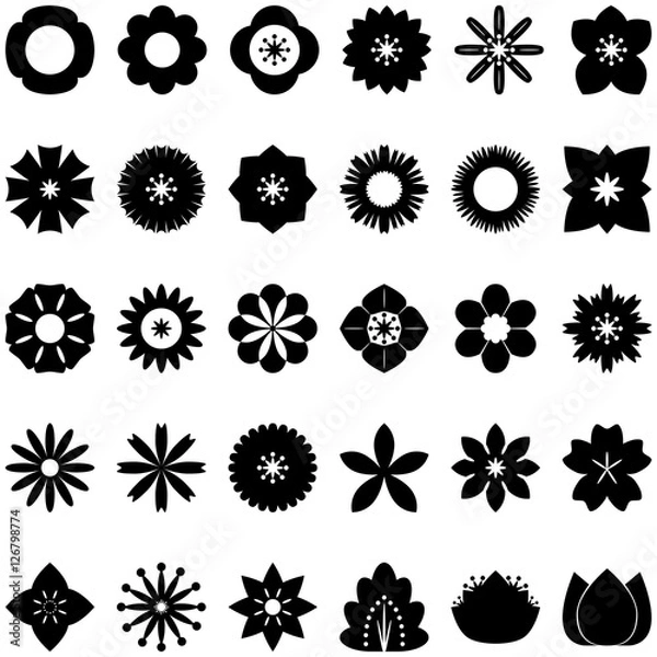 Fototapeta collection of flower icons, vector, flat icon on white background