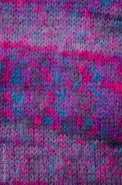 Fototapeta Handknitted fabric of colored mohair yarn