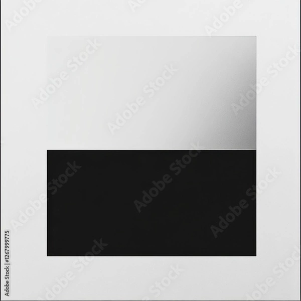 Fototapeta Reflective surface creates an intriguing contrast of light and darkness in a minimalist art display. Generative AI
