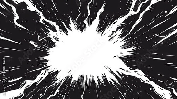 Obraz Blank Black Comic-Style Background with Thunder and Lightning Bolts for Dramatic Dialog or Caption Setting  
