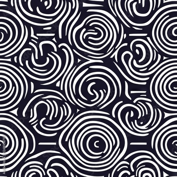 Fototapeta Seamless Pattern - Abstract swirling pattern in black and white.