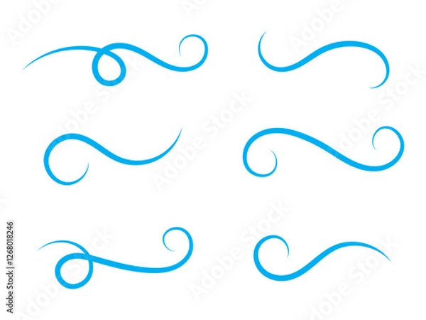 Fototapeta Vector swirl lines. Swash and flourish underlines. Hand drawn swish and swooshes. Calligraphic elegant vintage curved squiggles. Doodle fancy dividers on white background.