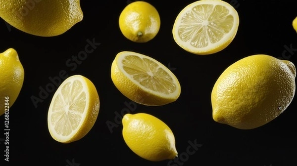 Obraz Floating Lemons in 3D Aesthetic