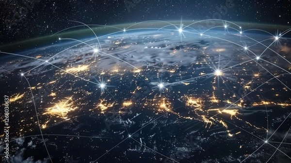 Fototapeta Global business landscape with diverse professionals analyzing data and exchanging insights, focusing on customer connections and HR recruitment