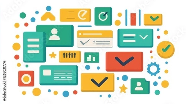 Fototapeta Colorful Digital Workspace for Task Management and Organization with Interactive Elements and Categories