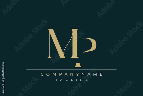Obraz Elegant Monogram with Sophisticated Typography Design Featuring MP with Sophisticated Typography