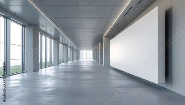 Fototapeta Contemporary Minimalism: An Empty Corridor with a Blank Billboard
