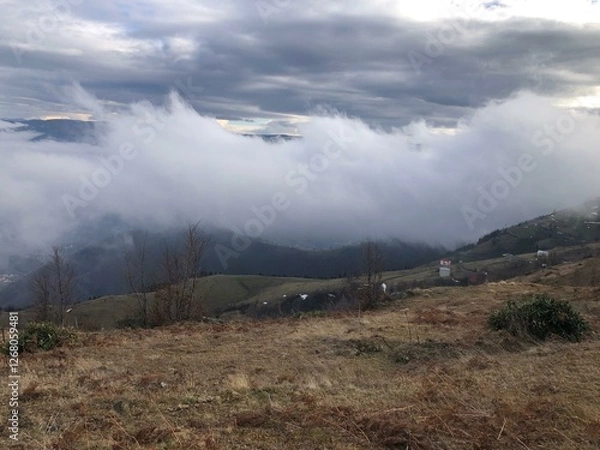 Fototapeta mountain landscape with clouds