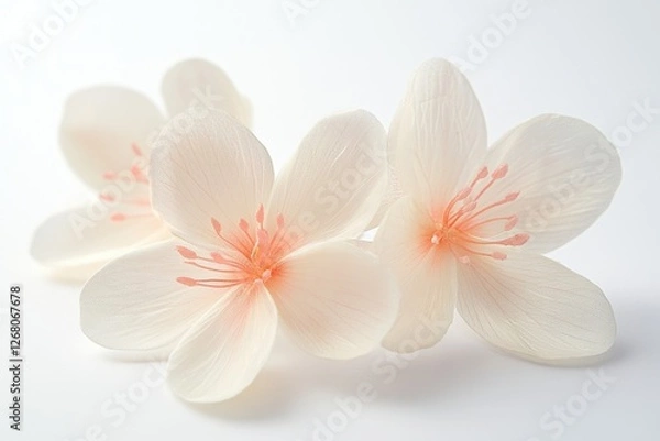 Fototapeta Three white flowers on a white background