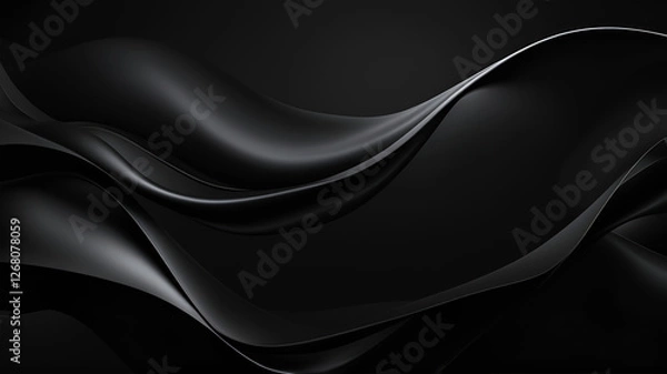 Obraz Abstract black flowing waves. Futuristic luxury background. Black background. Illustration