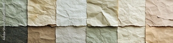 Fototapeta A stack of colorful papers on a flat surface, various shades and hues