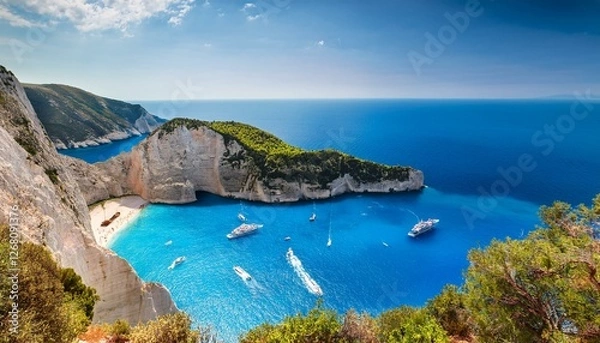 Fototapeta visiting card of the island of zakynthos bay navagio