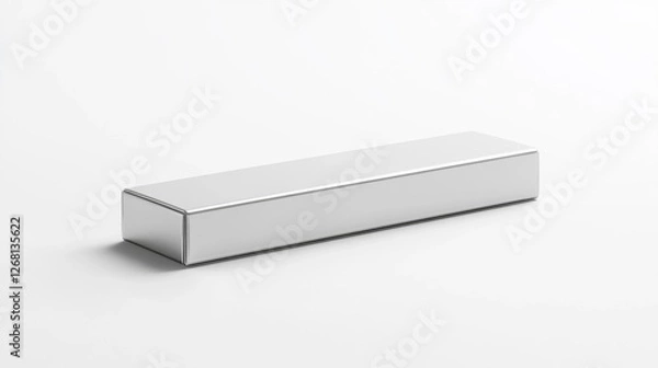 Fototapeta Silver Rectangular Box Mockup on Clean White Background Product Packaging