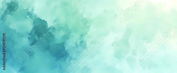 Fototapeta Abstract blue and green watercolor background with space for text or design