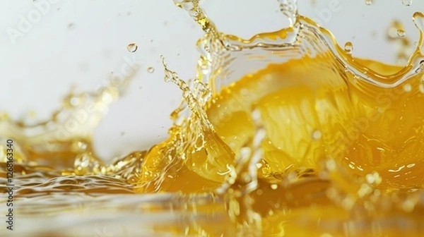 Obraz Close-Up of Vibrant Lemon Slice in Liquid Splash Motion