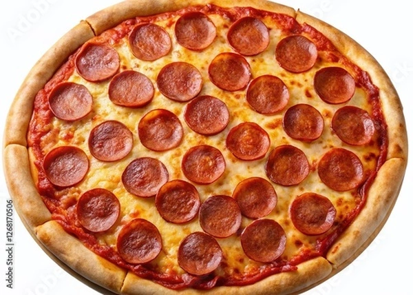 Fototapeta Delicious Pepperoni Pizza with Abundant Toppings - Isolated on Transparent Background