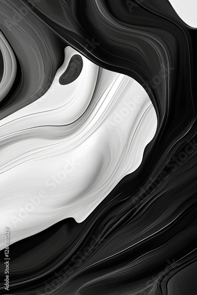 Obraz Black and white. Abstract background. Wavy shapes. Oil strokes. Modern minimalist. Aesthetic Background