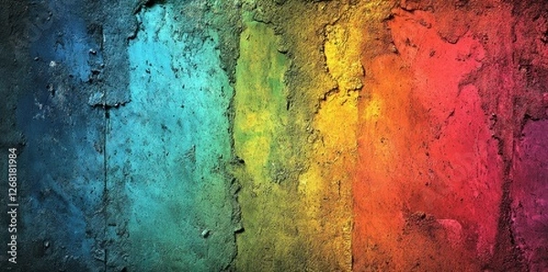Fototapeta Textured wall with rainbow colors blending into each other