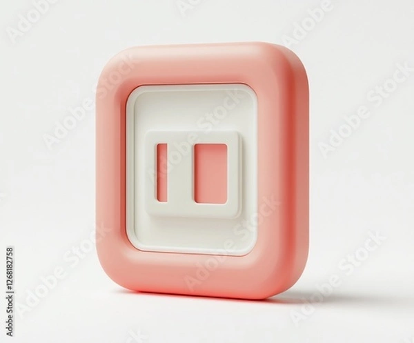 Fototapeta 3D render of a pink pause button icon.