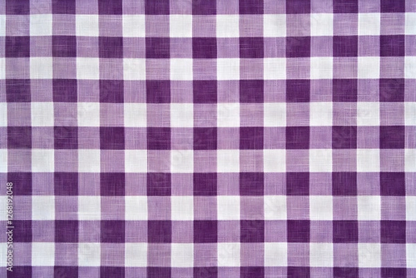 Obraz Purple gingham checkered pattern with classic white squares for fabric and decor --ar 3:2 - Image #1 @Celeste