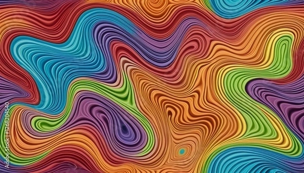 Fototapeta Lush Psychedelic Swirls: A Vibrant Topological Texture for Fashion and Design