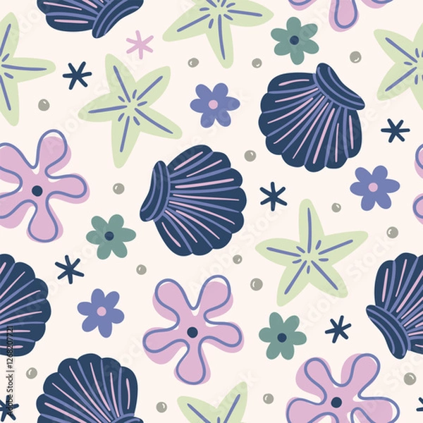 Fototapeta Summe Background Seashell Pattern Starfish