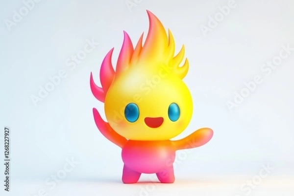 Fototapeta A captivating 3D render of a fire elemental character icon.