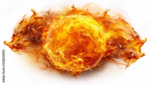 Fototapeta Macro Fireball, Fiery Orb, Isolated Burning Sphere, Hot Plasma, Combustion Energy
