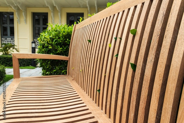 Obraz Wooden Bench in Perspective, Closeup