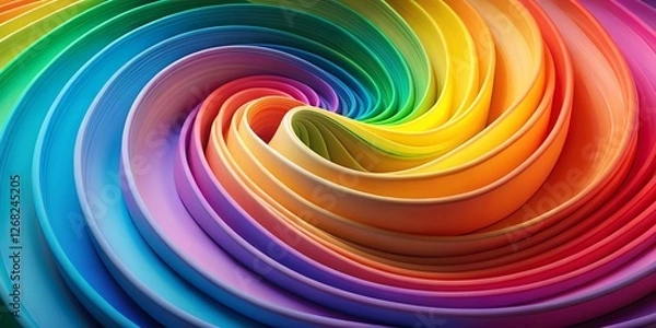 Fototapeta Minimalist Colorful Spiral Rainbow Wave Background - Abstract Art Design
