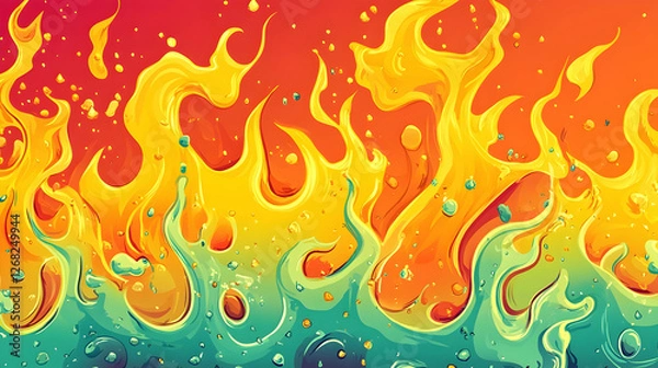 Fototapeta Abstract fire and water design, vibrant colors, background texture