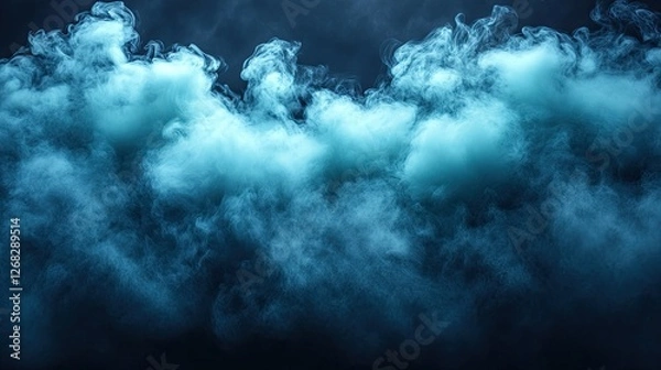 Fototapeta Ethereal blue smoke swirling in a dark atmosphere, creating a mystical and dramatic backdrop