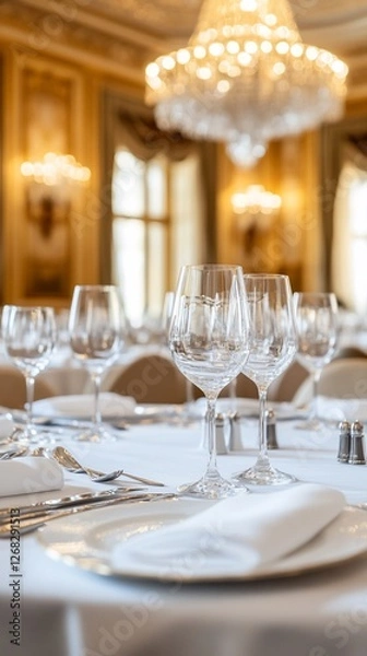 Obraz Elegant dinner table setting in grand ballroom