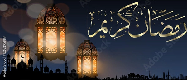 Obraz Ramadan 2025, Ramadan Kareem Celebration, Ramadan: A Global Celebration of Faith and Unity, Mosque in Ramadan Spirit