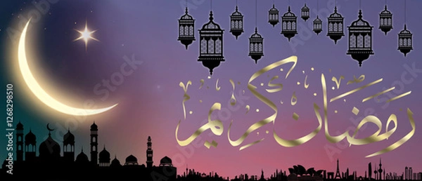 Obraz Ramadan 2025, Ramadan Kareem Celebration, Ramadan: A Global Celebration of Faith and Unity, Mosque in Ramadan Spirit